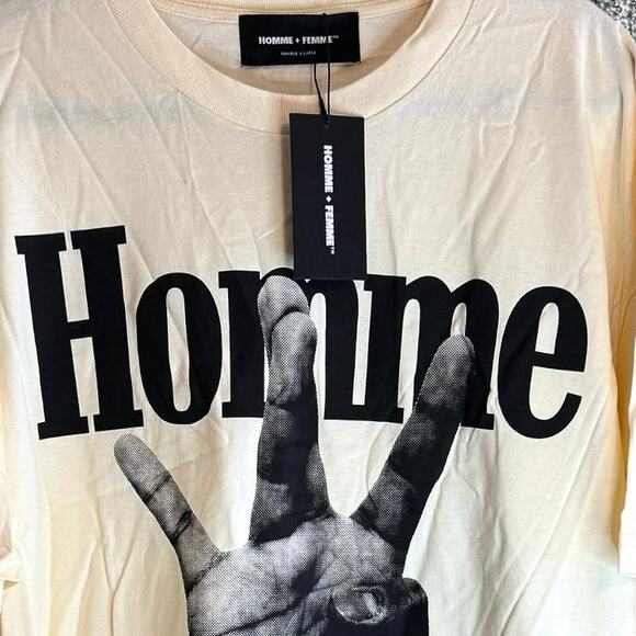 •NEW• Homme + Femme LA • Twisted Fingers Off-White Tee  • 2XL - Picture 8 of 8
